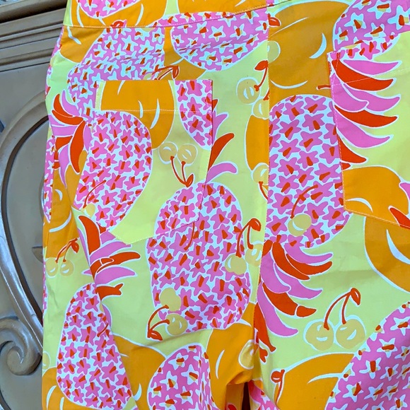 LILLY PULITZER Capris Bright PINEAPPLE/Orange 8 - Picture 2 of 7